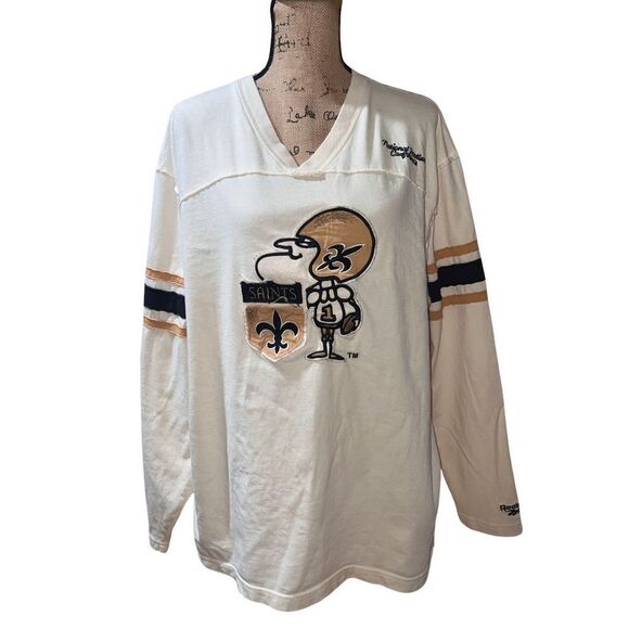 Rare NFL Vintage Collection Reebok Saints Cream Long Sleeve Top Men size Large - Picture 3 of 16